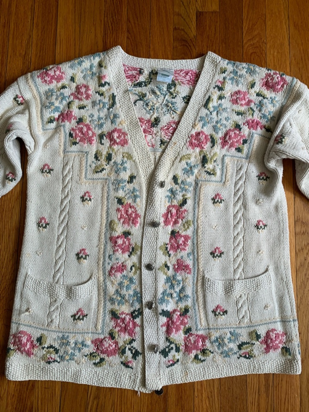 Vintage Laura Ashley 100% cotton Cottagecore cardigan size L